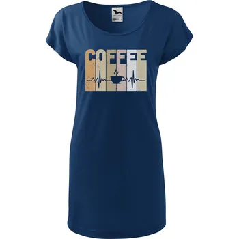 Dámské tričko DOBRÝ TRIKO Dámská tunika Tep srdce coffee Velikost: XL, Barva: Půlnoční modrá