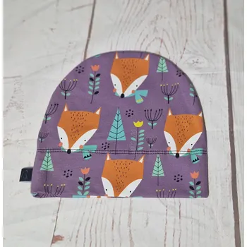 Kojenecká čepice Yháček Rostoucí čepička Yháček, Liščí hlavy na starofialové Velikost:: M