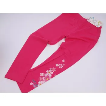 Dívčí legíny elasťáky Kugo BL2388 růžové s květy velikost oblečení - děti: 146