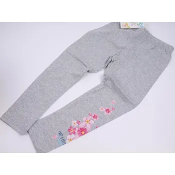 Dívčí legíny elasťáky Kugo BL2388 šedé s květy velikost oblečení - děti: 116