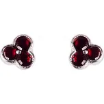 stříbrné náušnice s českým granátem - květina (6370775) povrchová úprava: rhodiované