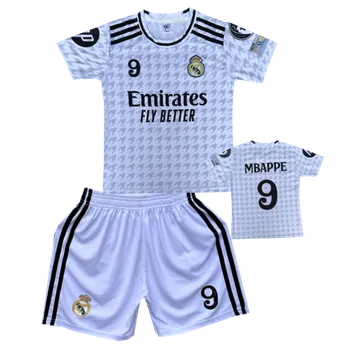 Fotbal Numberoplus Premium dětský fotbalový dres Komplet Emirates Fly Better - Real Madrid CF - Kylian Mbappe 9 Velikost: 15 let (vel.164)