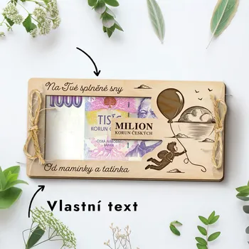 Dřevia Dárková obálka na peníze - Kluk v oblacích, s vlastním textem