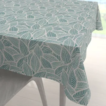 ubrus Dekorační čtvercový ubrus Leona LN-166 Bílé listy na modrozeleném 40x40 cm