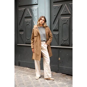 Dámský trenčkot s kapucí Laura&Jo 6021 barva: hnědá-camel, velikost: S