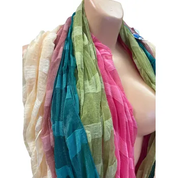 Šátek ŠÁLKA jemná s proužky tunel mnoho barev, Složení 100% polyester, Barva Petrolejová