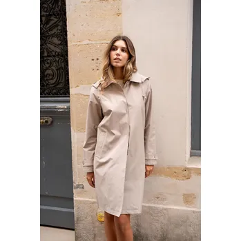 Dámský kabát/raincoat s kapucí Laura&Jo 6061 barva: béžová, velikost: M