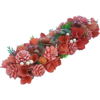 Vánoční dekorace Adventní věnec růžový 44cm 3001207