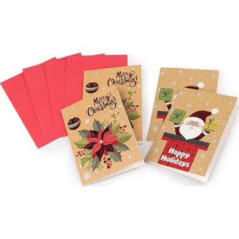 Mini vánoční přání s obálkou sada 4 ks, barva 2 mix