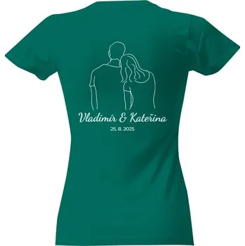 Dámské tričko Tričko s potiskem Design pro páry – upravitelná jména a datum - bílá dámské