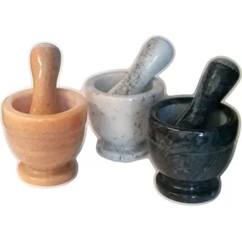 Kuchyňský mlýnek Smartcook - Hmoždíř mramorový 10x10,5 cm - bílo/šedá - drobné poškození, bez paličky