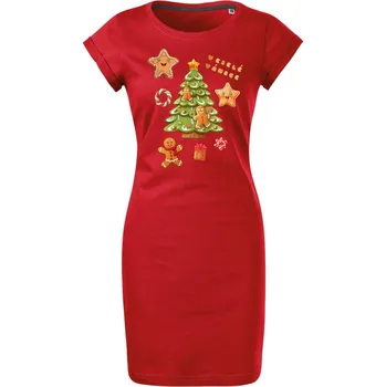 NakupTextil Vánoční šaty s potiskem - Perníčková kolekce 3 M