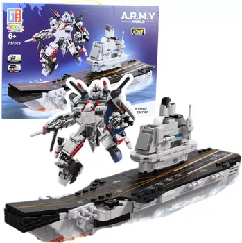 ostatní stavebnice Konstrukční stavebnice letadlová loď a robot 2v1, 737 dílků
