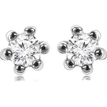 Náušnice Diamantové náušnice z 585 bílého zlata - malý třpytivý briliant, úchyty, puzetky