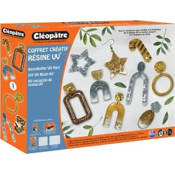 Cleopatre Kreativní sada UV pryskyřice 25 ml + UV lampa 24 W + 9 třpytek a akcentů + 2 formy