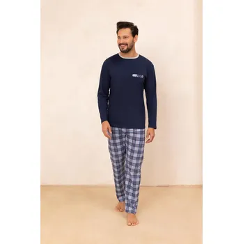 Pánské pyžamo Pyžamo Regina 488 long/r M-XL Z25/26 pánské Modrá M