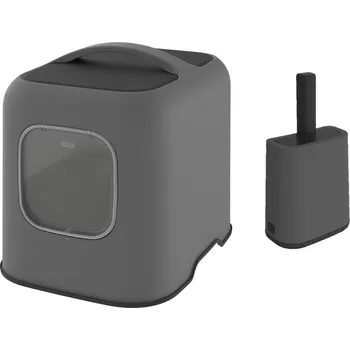 Toaleta pro kočku Rotho MyPet BIALA kočičí toaleta - výhodné balení: kočičí toaleta anthrazit + lopatka s držákem