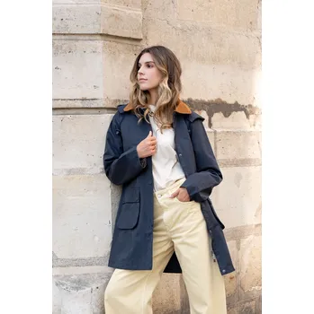 Dámský kabát/bunda s kapsami Laura&Jo 6065 barva: modrá tmavá, velikost: XL