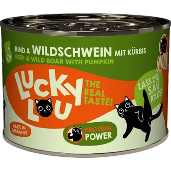 Krmivo pro kočku 6x200g Lucky Lou Adult - hovězí a divoké prase