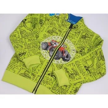 Mikina KUGO HM9263 na zip limetková a traktorem velikost oblečení - děti: 98