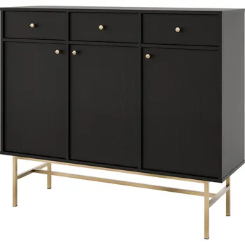 Komoda TOKYO 3 c | komoda 827 | 124,5 cm | černá grafit/zlatá