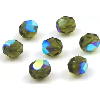 Korálek Korálky broušené 7mm zelené s pokovem – 20 ks