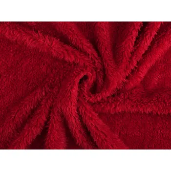 Prima-obchod mikroplyš beránek úplet červená metráž