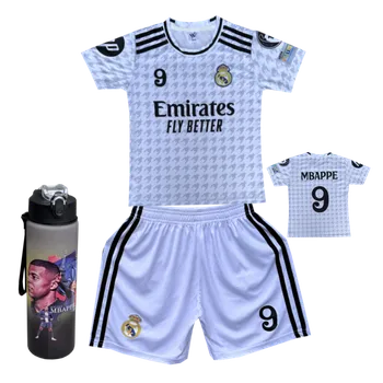 Numberoplus Premium dětský fotbalový dres + Fotbalová láhev na vodu Real Madrid FC Emirates Fly Better - Kylian Mbappe 9 Velikost: 9-let.(vel.128)