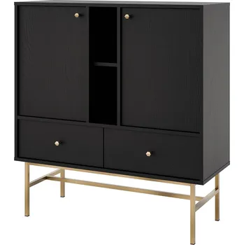 Komoda TOKYO 3 c | komoda 825 | 100,2 cm | černá grafit/zlatá