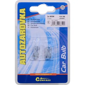 Autožárovka autoDS Žárovka 12V W5W 5W T10 celosklo blister 2ks