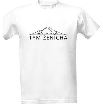 Tričko s potiskem Horský motiv - tým ženicha - černá pánské