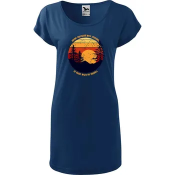 Dámské tričko DOBRÝ TRIKO Dámské tričko/šaty s potiskem Cestování Velikost: XL, Barva: Půlnoční modrá