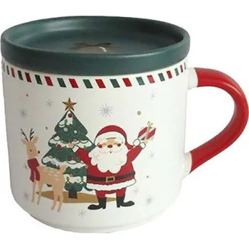 TORO HRNEK S VÁNOČNÍ MOTIV SANTA S VÍČEM KERAMIKA 400ML