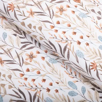 Dekorační látka Leona LN-163 Podzimní větvičky na bílém - šířka 280 cm