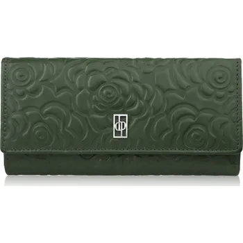 Peněženka Dámská kožená peněženka Paolo Peruzzi s květinovým reliéfem; zelená