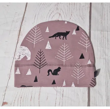 Kojenecká čepice Yháček Rostoucí čepička Yháček, Lesní zvěř na starofialové Velikost:: L