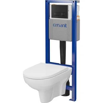 WC sada CERSANIT SYSTEM 40 mechanická podomítková sada, CITY mísa, deska, černé tlačítko S701-773