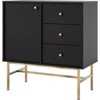 Komoda TOKYO 3 c | komoda 814 | 83,6 cm | černá grafit/zlatá