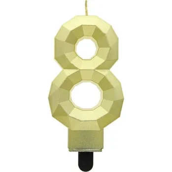 Dortová svíčka Dortová svíčka číslice 8 Diamant, metalická, zlatá