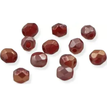 Korálek Broušené ohňovky červené s měděným pokovem 4mm – 50 ks