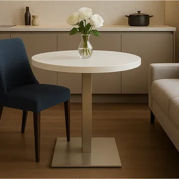 Jídelní stůl Paradox Jídelní stůl MOX RONDO / Nerez - Bílý lesklý ø 700