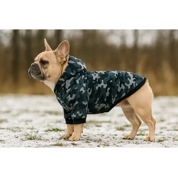 Obleček pro psa WANTED DOG Hřejivá mikina pro psa s kapucí ARMY Velikost: L, Na míru pejskovi: SKLADEM