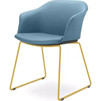 Jednací židle Konferenční křeslo Wave 033-Q-N16 (drátěná kostra medová žlutá RAL 1005), celočalouněný korpus