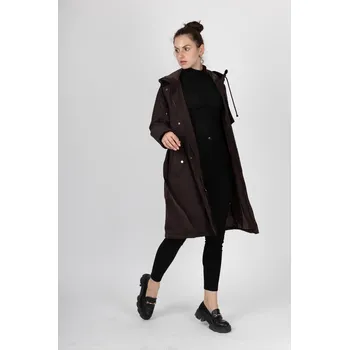 Dámská bunda Dámská stylová parka K-ZELL 8756 barva: hnědá tmavá, velikost: S