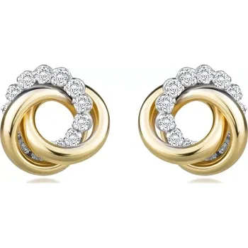 Náušnice Zlaté náušnice ve směsovém zlatě 585 - uzel s čirými zirkony, puzetky