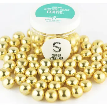 Cukrovinka Čokoládové perly XL 130g zlaté - Super Streusel