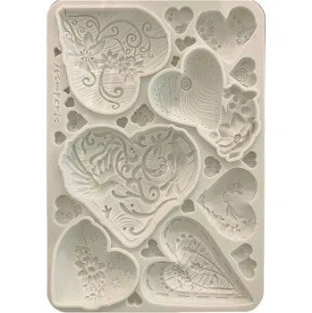 Forma na odlévání Stamperia Silikonová forma na odlévání A5 - Zdobená srdíčka