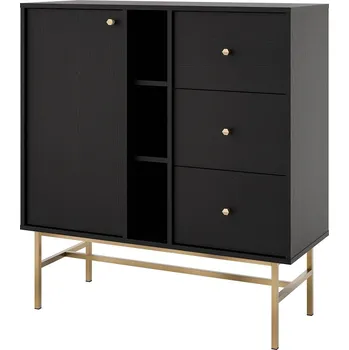 Komoda TOKYO 3 c | komoda 824 | 100,2 cm | černá grafit/zlatá