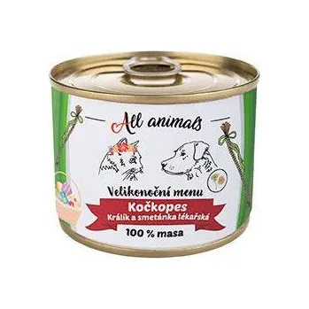 Krmivo pro psa All Animals kočkopes konz. Velikonoční králík+sm. 200g