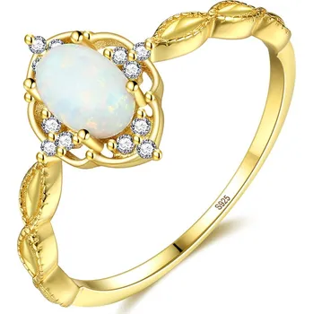 Prsten Pozlacený stříbrný prsten s opálem a se zirkony - Meucci SYR059 Velikost: 52